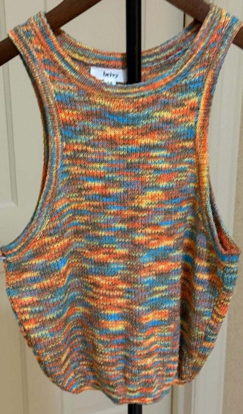 Beivy Marled Knit Racerback Crop Tank Top Multicolor Size M BT1014C